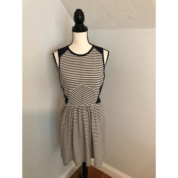 Rebecca Taylor Navy & White Striped Sleeveless Jersey Dress - Size Medium - Picture 2 of 11